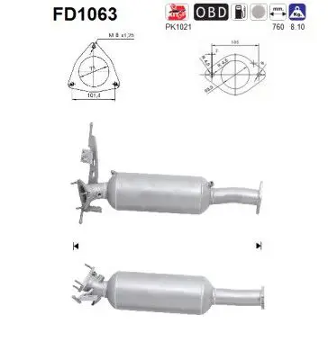 Nosēdumu-/Daļiņu filtrs, Izplūdes gāzu sistēma AS