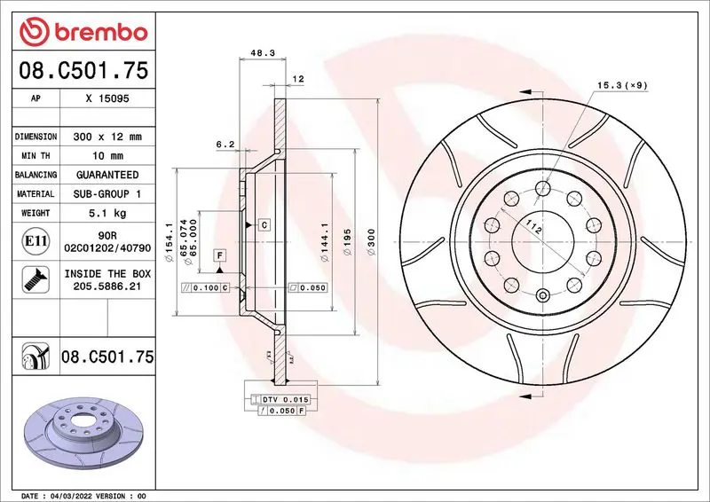 Bremžu diski BREMBO 08C50175