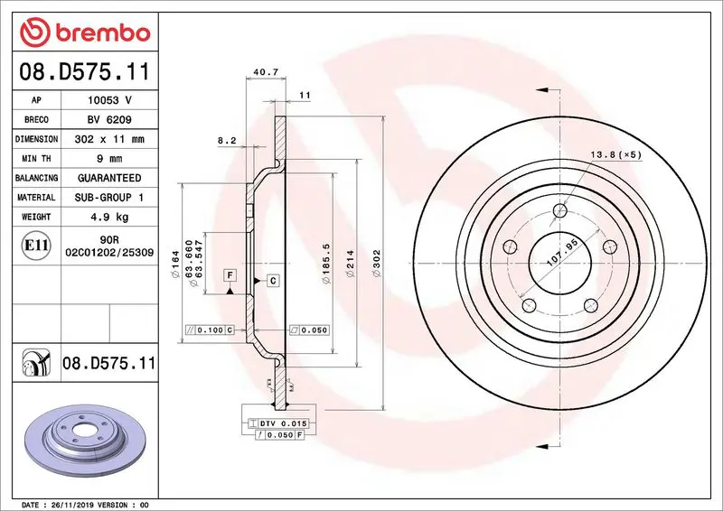 Bremžu diski BREMBO 08D57511