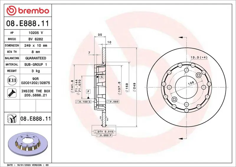 Bremžu diski BREMBO 08E88811