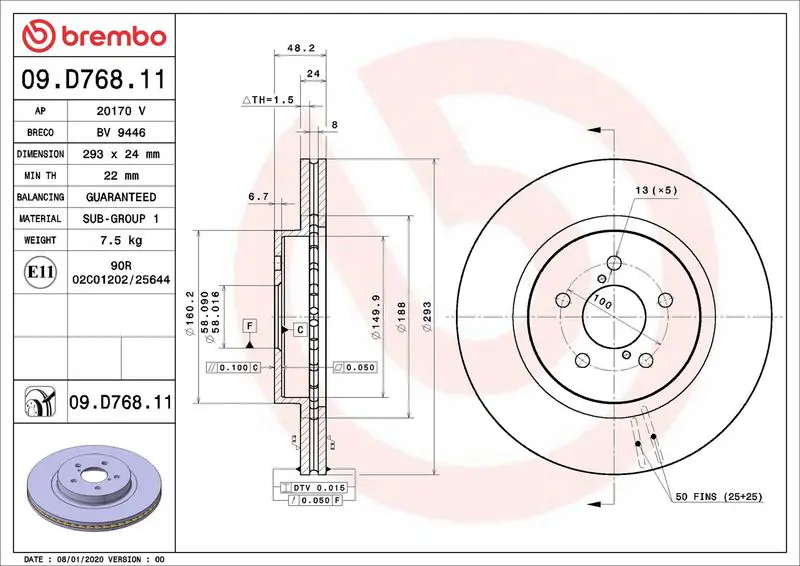 Bremžu diski BREMBO 09D76811