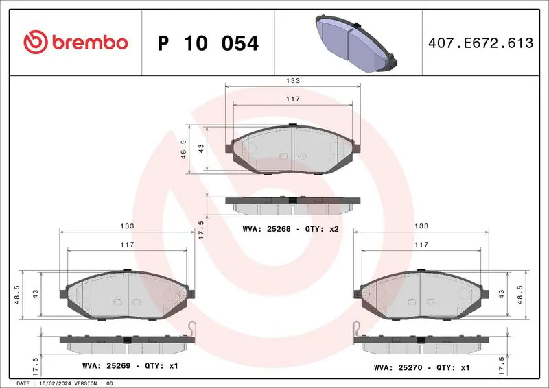 Bremžu uzliku kompl., Disku bremzes BREMBO