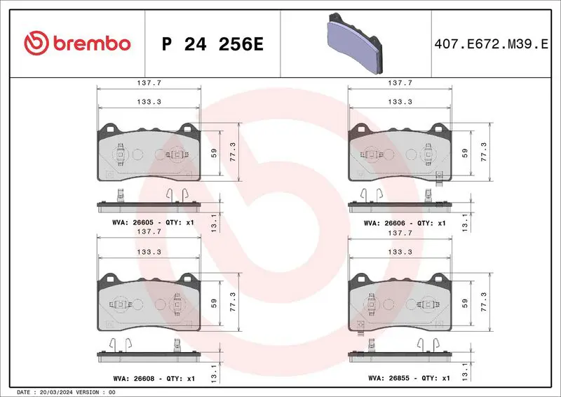 Bremžu uzliku kompl., Disku bremzes BREMBO
