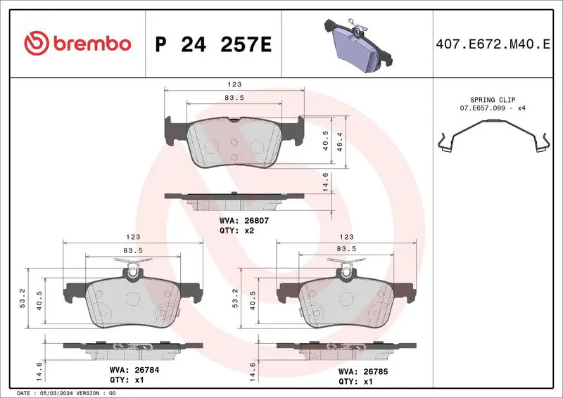 Bremžu uzliku kompl., Disku bremzes BREMBO