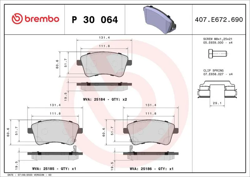 Bremžu uzliku kompl., Disku bremzes BREMBO