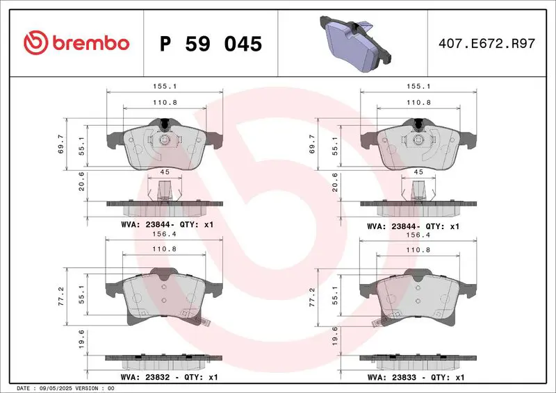 Bremžu uzliku kompl., Disku bremzes BREMBO