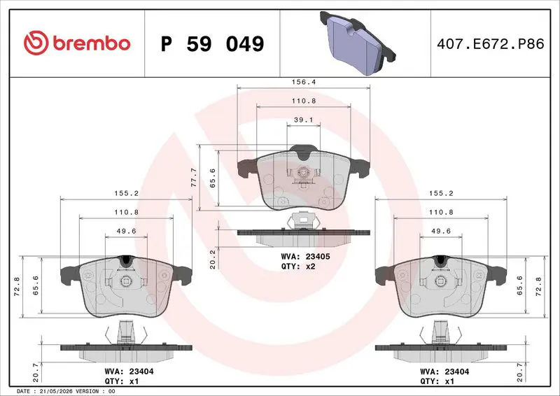 Bremžu uzliku kompl., Disku bremzes BREMBO