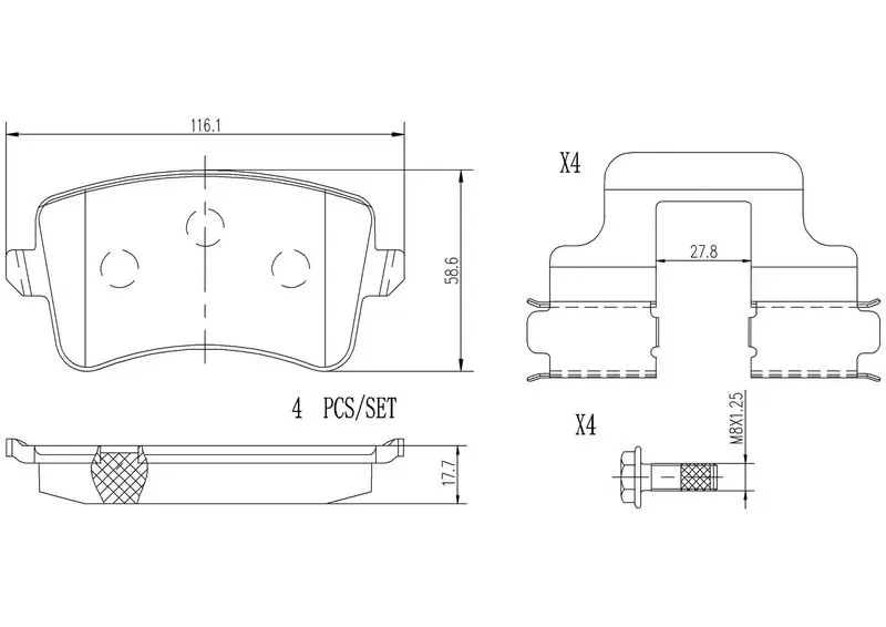 Brake Pad Set, disc brake BREMBO