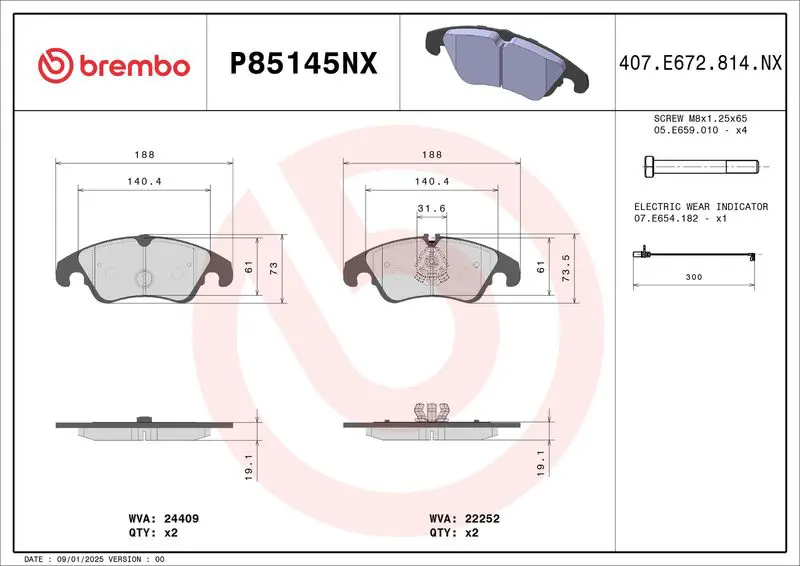 Bremžu uzliku kompl., Disku bremzes BREMBO