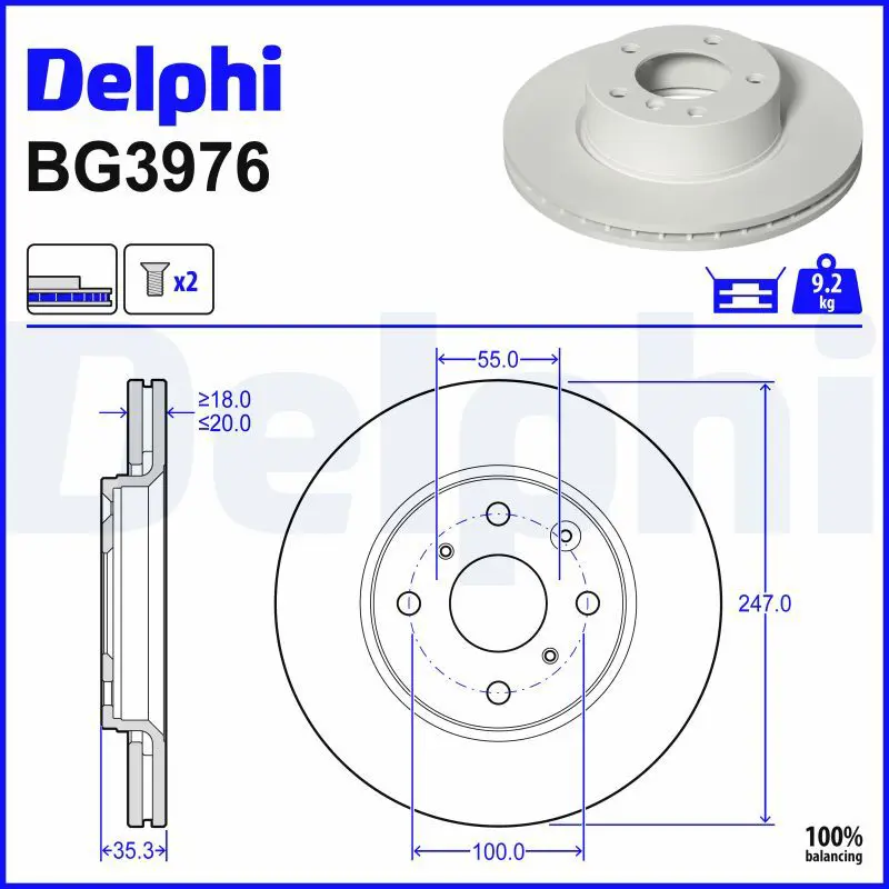 Bremžu diski DELPHI BG3976