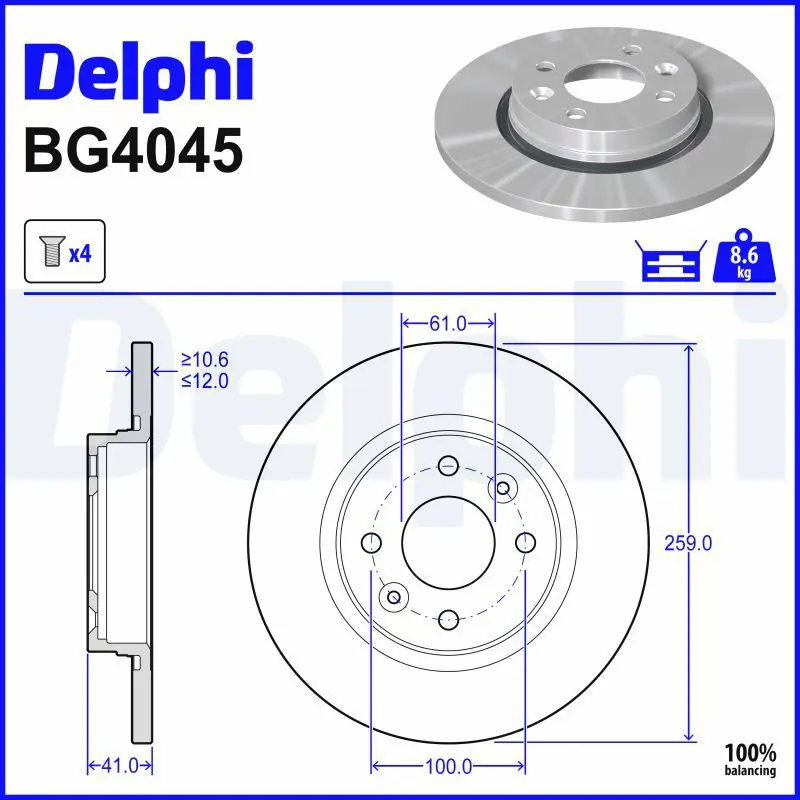 Bremžu diski DELPHI BG4045