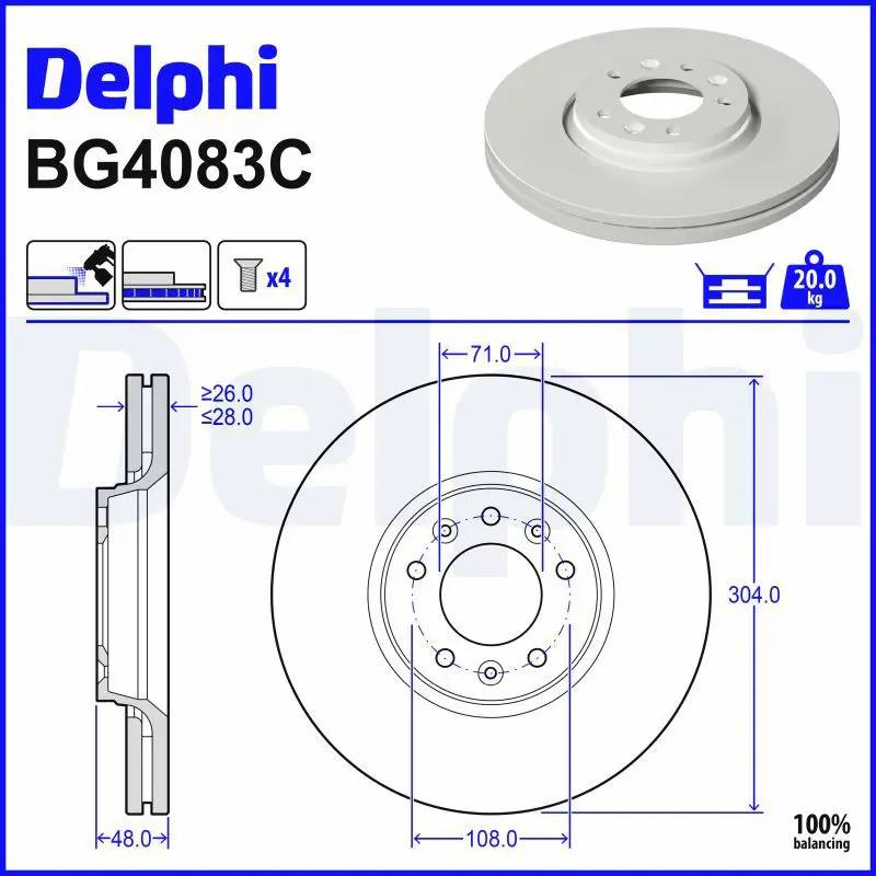 Bremžu diski DELPHI BG4083C