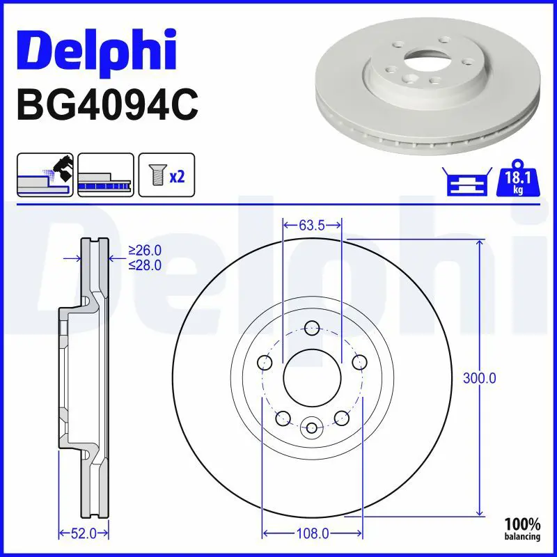 Bremžu diski DELPHI BG4094C