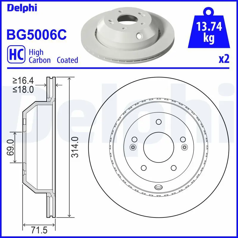 Bremžu diski DELPHI BG5006C