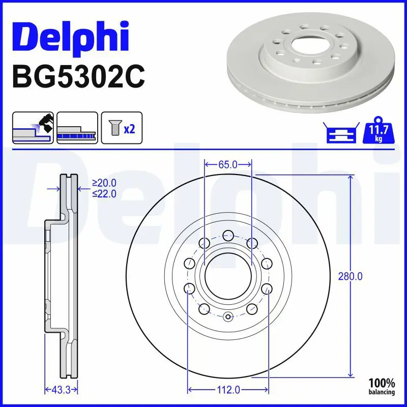 Bremžu diski DELPHI BG5302C