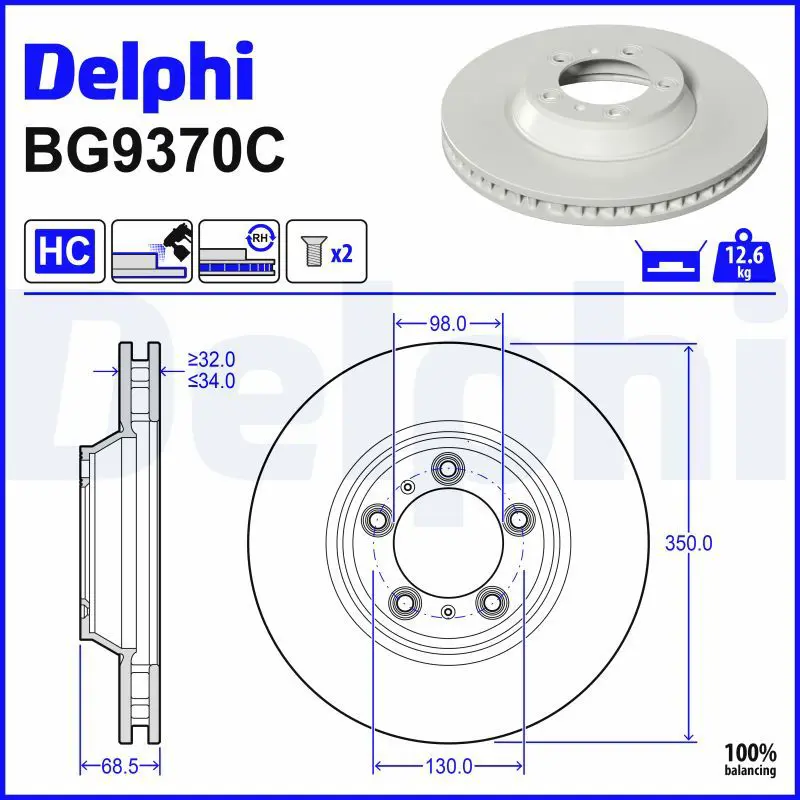 Bremžu diski DELPHI BG9370C