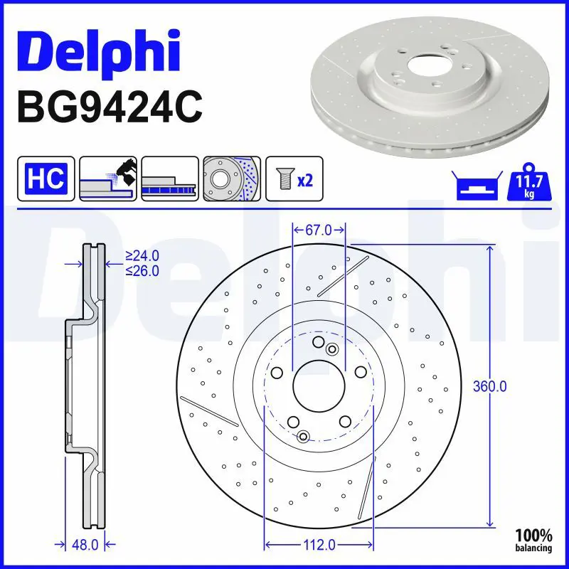 Brake Disc DELPHI BG9424C