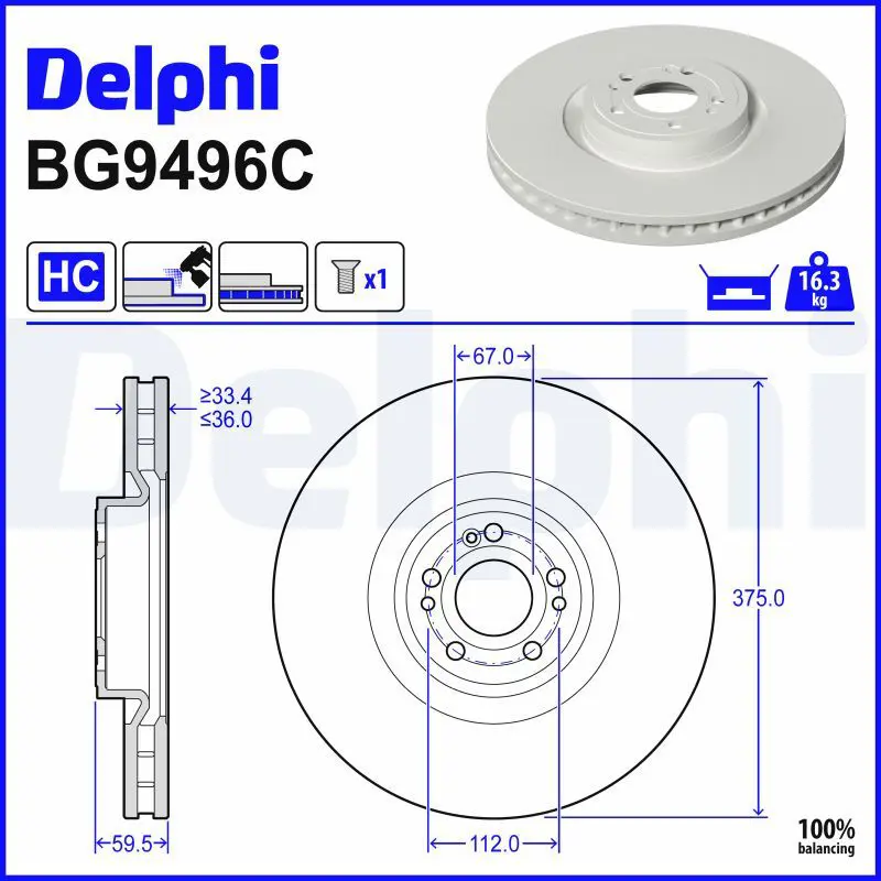 Bremžu diski DELPHI BG9496C