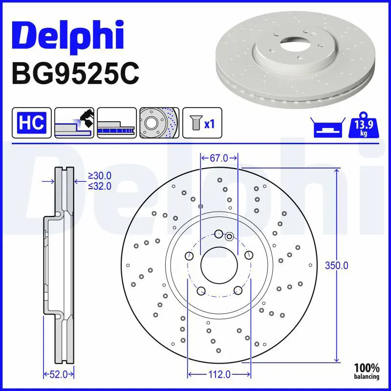 Bremžu diski DELPHI BG9525C