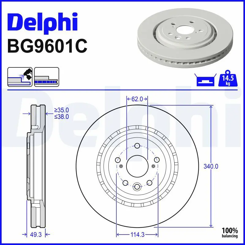 Brake Disc DELPHI BG9601C