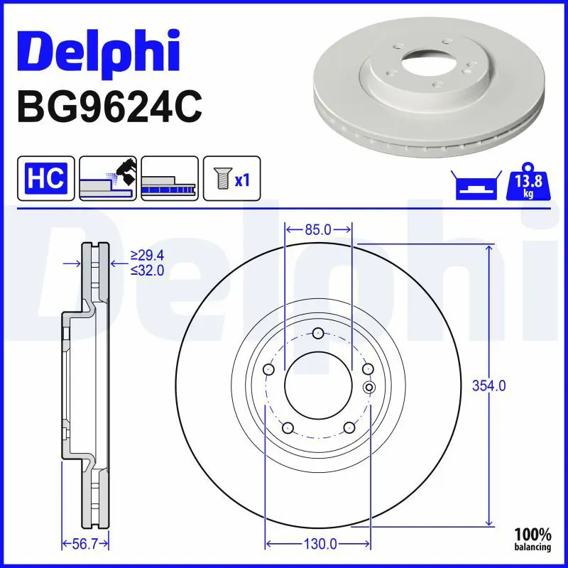 Bremžu diski DELPHI BG9624C