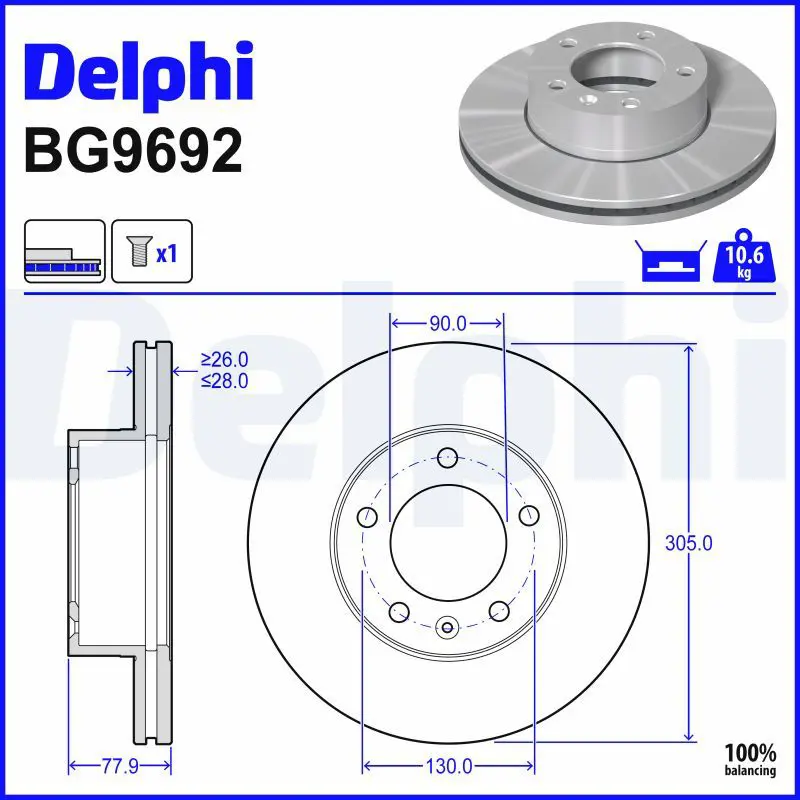 Bremžu diski DELPHI BG9692