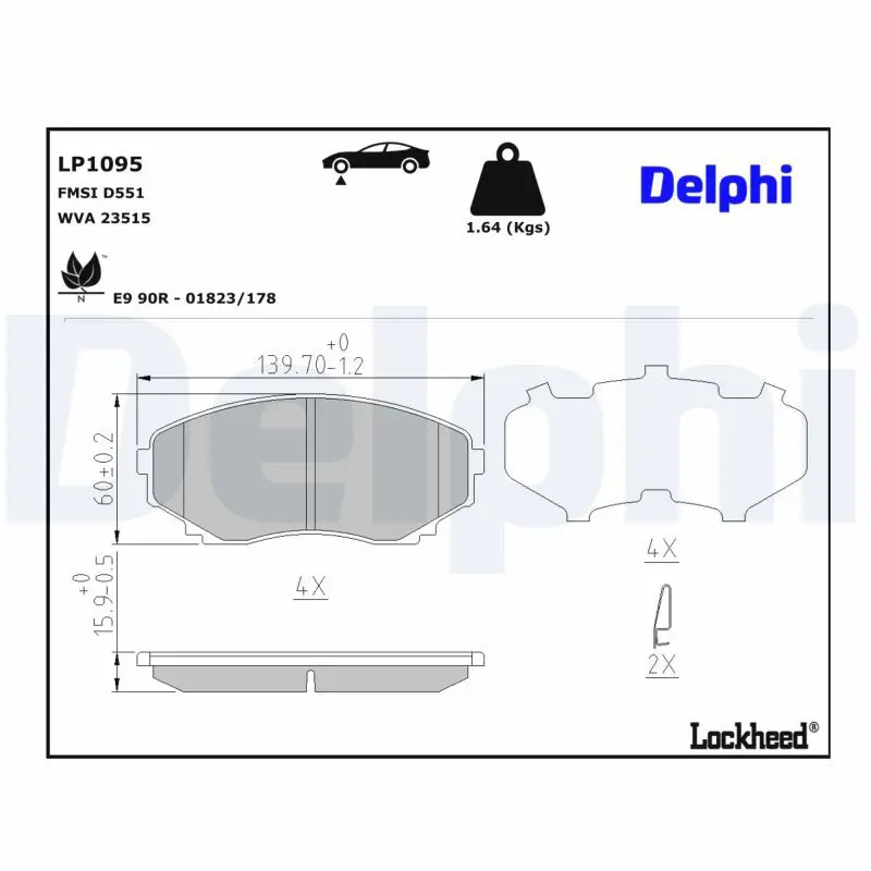 Bremžu uzliku kompl., Disku bremzes DELPHI