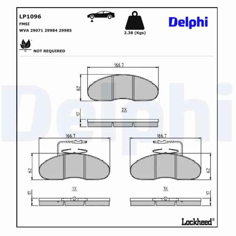Bremžu uzliku kompl., Disku bremzes DELPHI