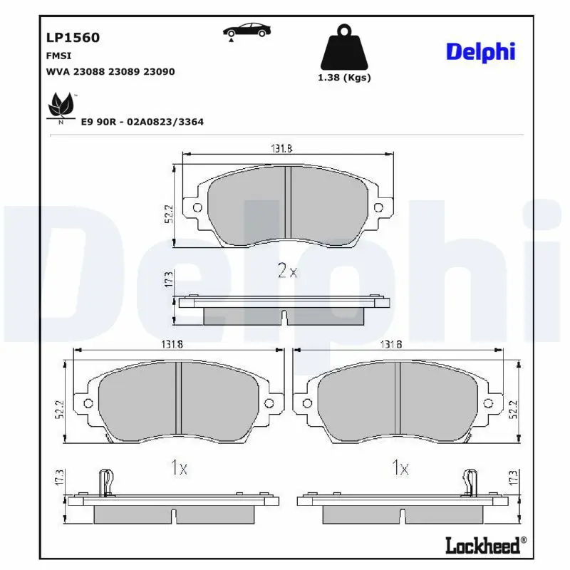 Bremžu uzliku kompl., Disku bremzes DELPHI