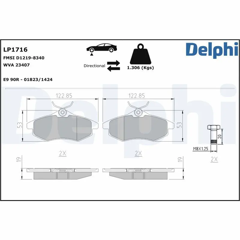 Bremžu uzliku kompl., Disku bremzes DELPHI
