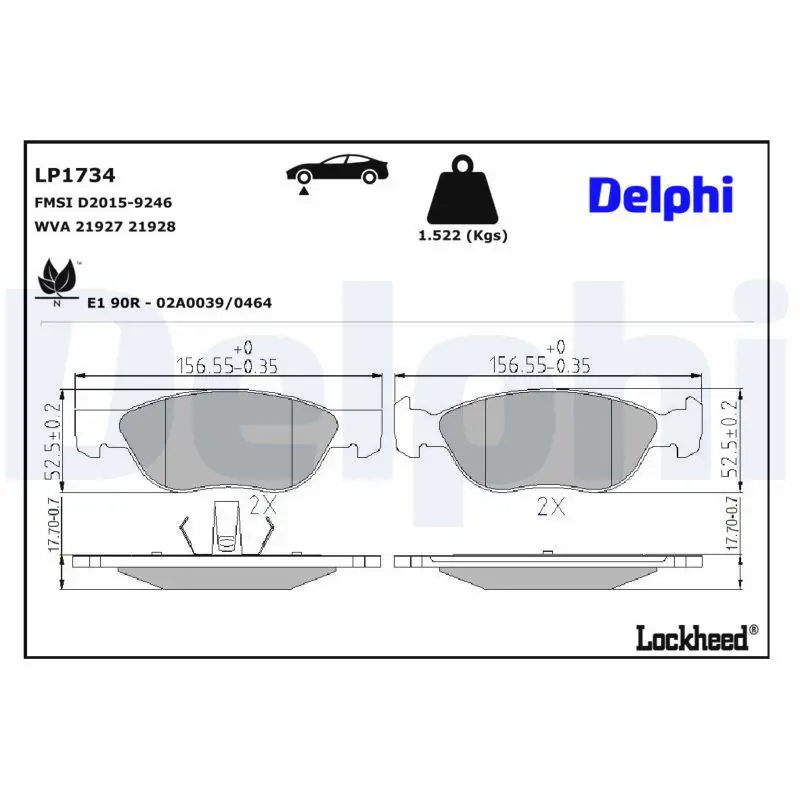 Bremžu uzliku kompl., Disku bremzes DELPHI