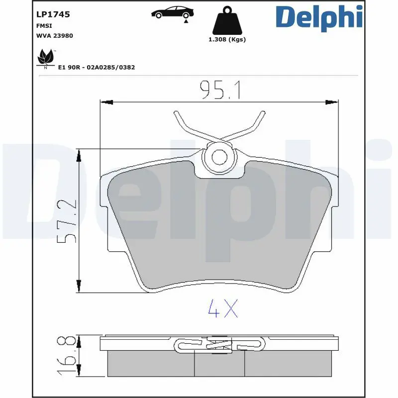 Bremžu uzliku kompl., Disku bremzes DELPHI