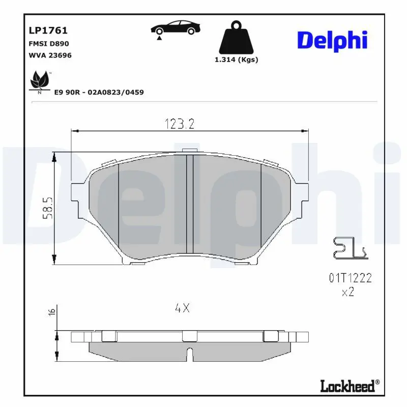 Bremžu uzliku kompl., Disku bremzes DELPHI
