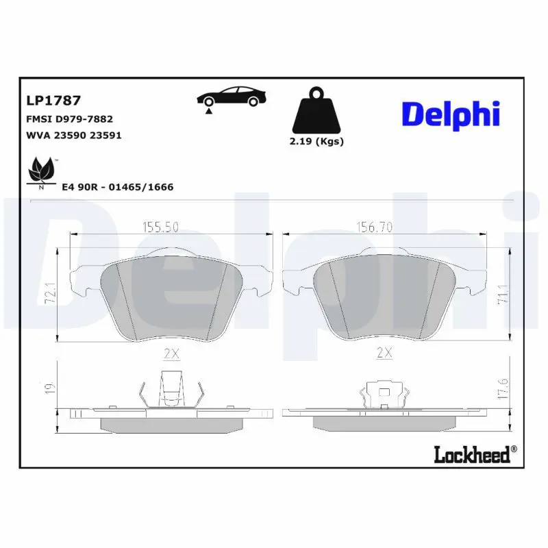 Bremžu uzliku kompl., Disku bremzes DELPHI