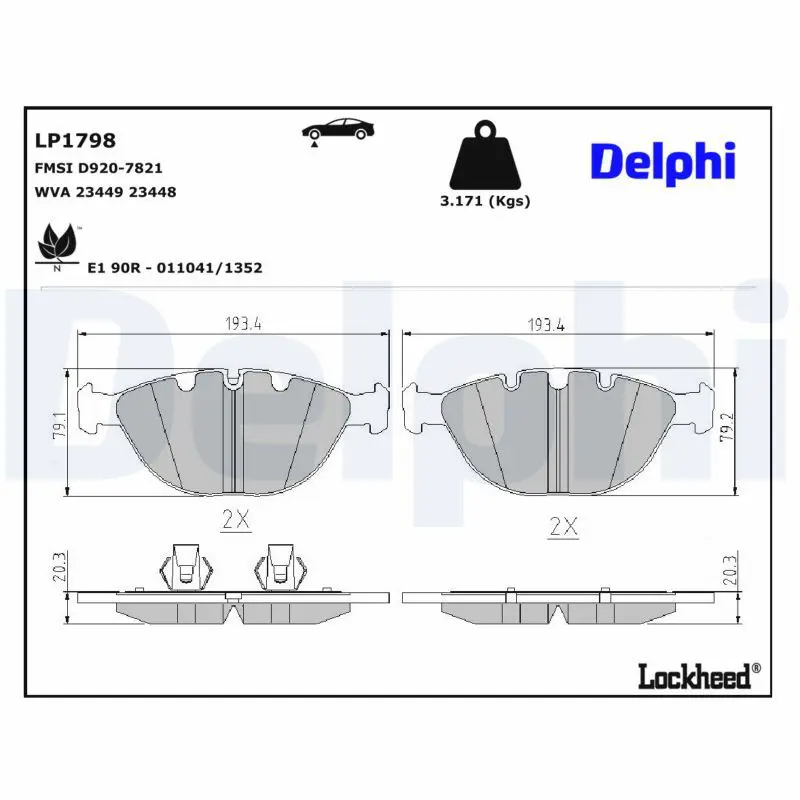 Bremžu uzliku kompl., Disku bremzes DELPHI