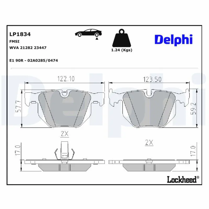 Bremžu uzliku kompl., Disku bremzes DELPHI