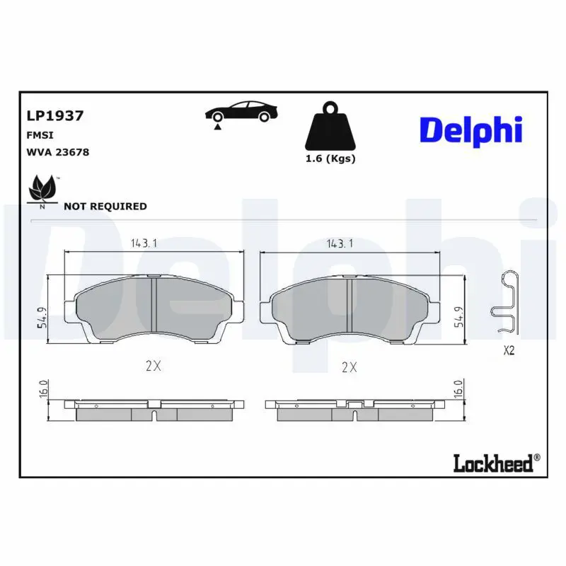 Bremžu uzliku kompl., Disku bremzes DELPHI