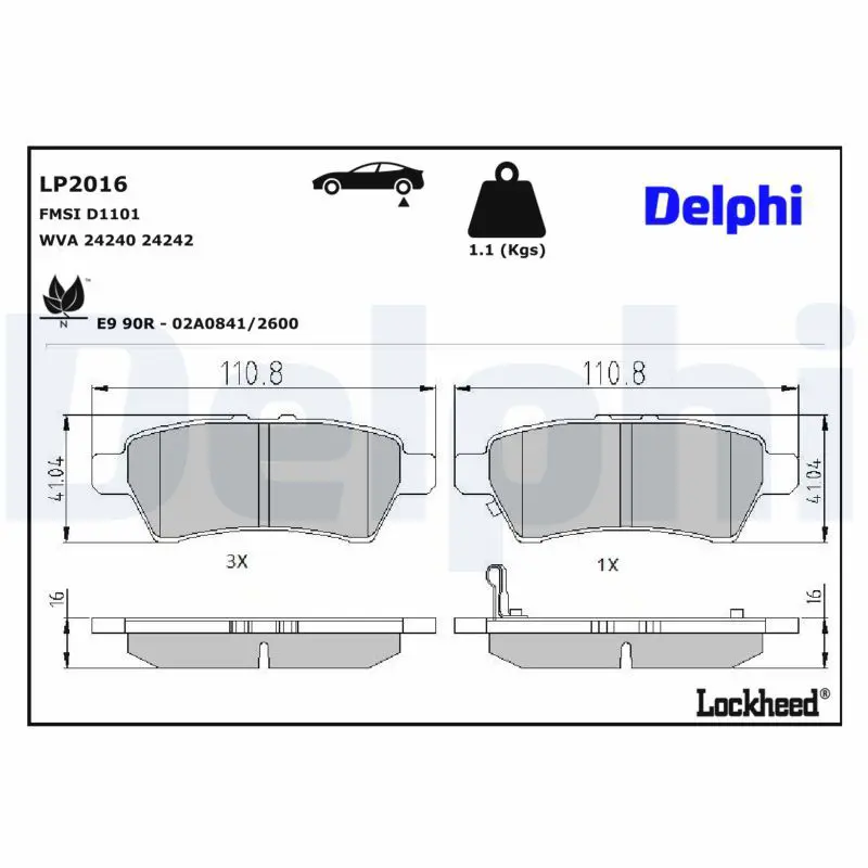 Bremžu uzliku kompl., Disku bremzes DELPHI