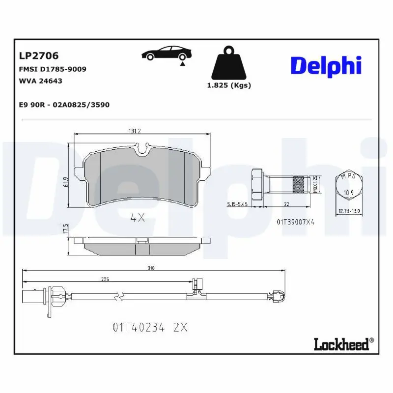 Bremžu uzliku kompl., Disku bremzes DELPHI