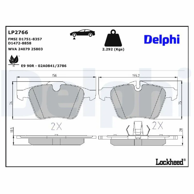 Bremžu uzliku kompl., Disku bremzes DELPHI