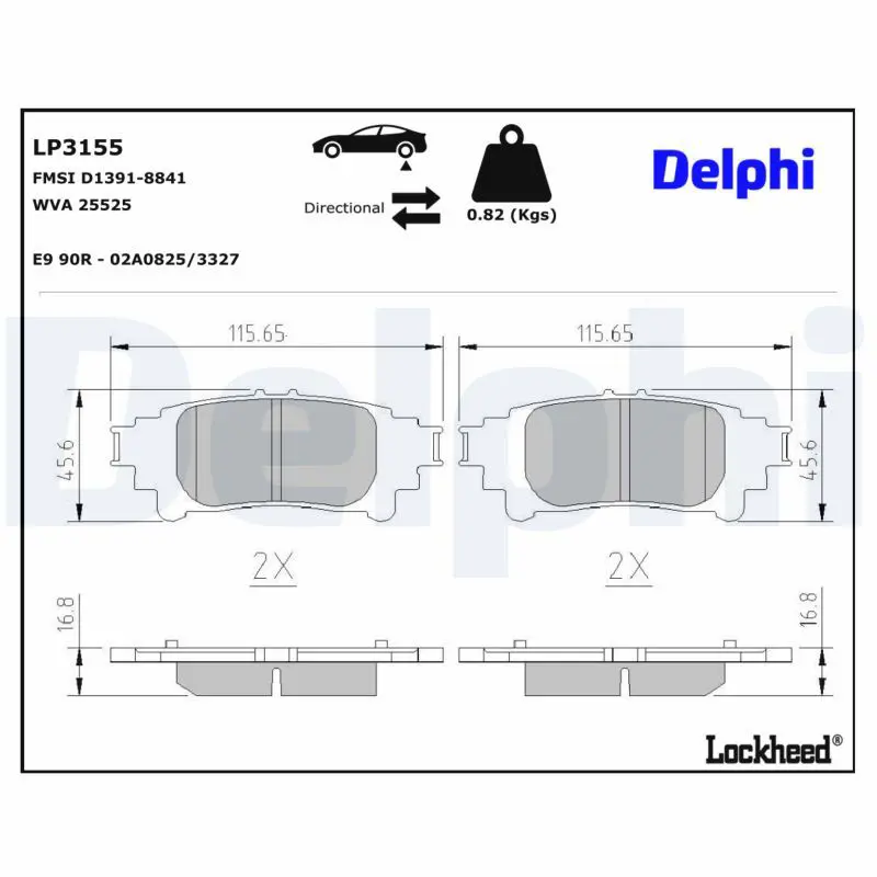 Bremžu uzliku kompl., Disku bremzes DELPHI