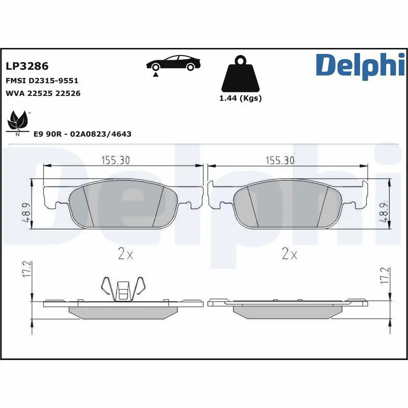 Bremžu uzliku kompl., Disku bremzes DELPHI