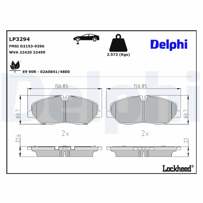 Bremžu uzliku kompl., Disku bremzes DELPHI