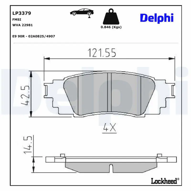 Bremžu uzliku kompl., Disku bremzes DELPHI