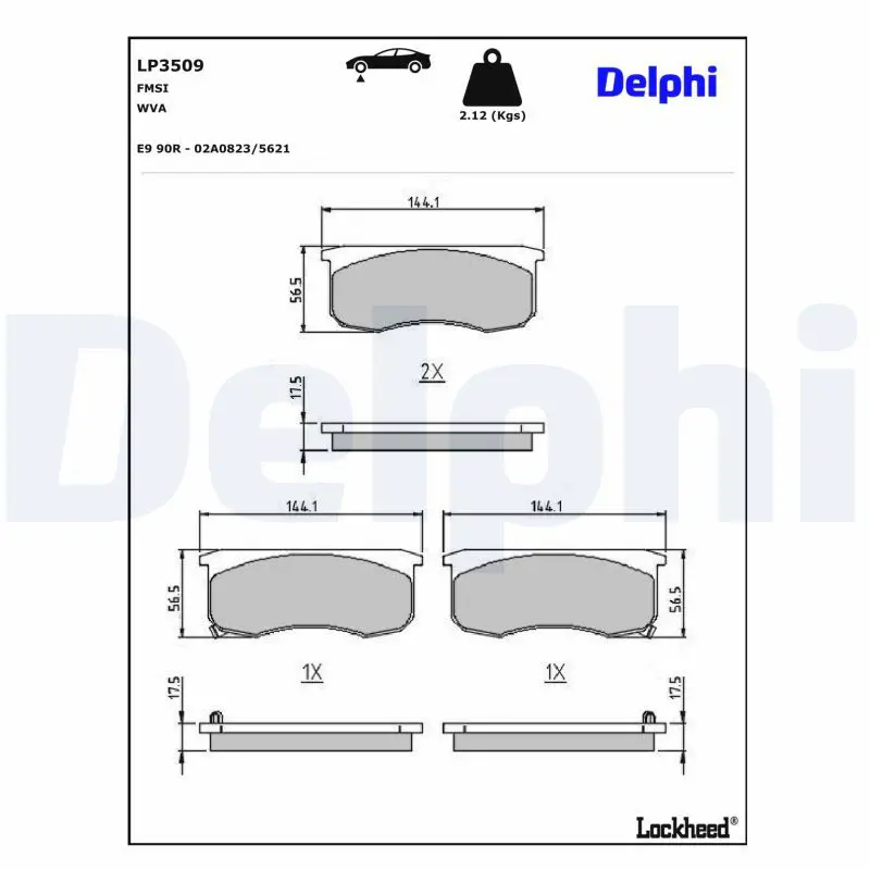 Brake Pad Set, disc brake DELPHI