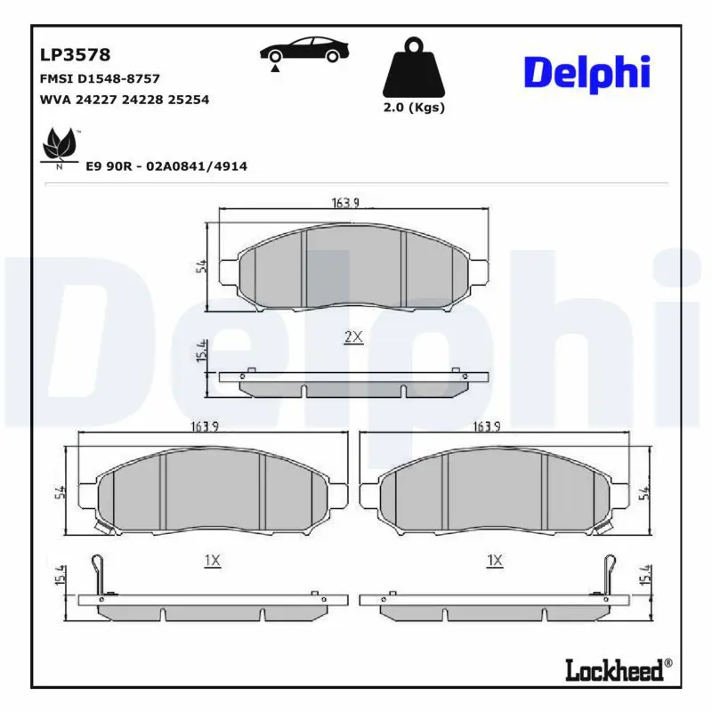 Bremžu uzliku kompl., Disku bremzes DELPHI