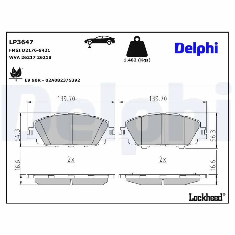 Bremžu uzliku kompl., Disku bremzes DELPHI