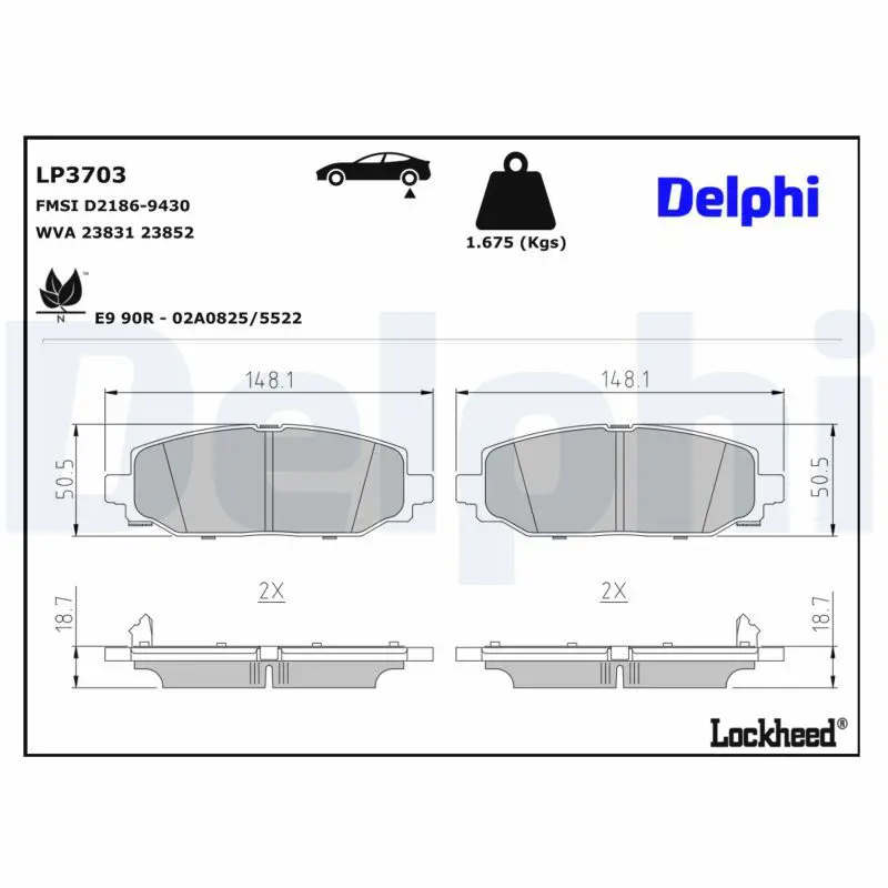 Bremžu uzliku kompl., Disku bremzes DELPHI