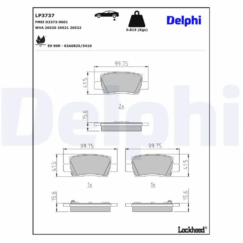 Bremžu uzliku kompl., Disku bremzes DELPHI