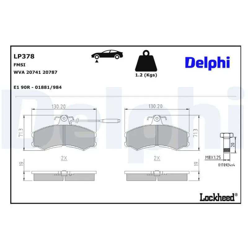 Bremžu uzliku kompl., Disku bremzes DELPHI